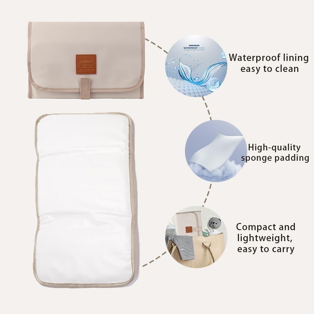 Portable Changing Mat Baby,Foldable Waterproof Lightweight Travel Changing Pad with Soft Cushioned Layer - Image 4