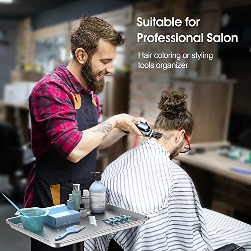 Premium Aluminum Instrument Salon Tray Tattoo Rolling Tray Station-Silver - Image 6