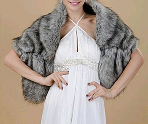 Women Faux Fur Cape Wedding Shawl and Stole Warm Wrap Winter Shrug Scarf4
