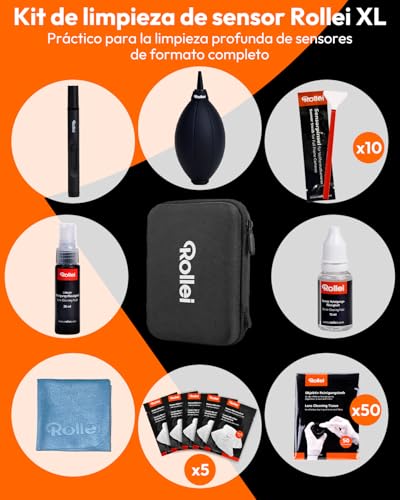 Kit de Limpieza Full Frame, Rollei XL Set de Limpiador Camara 8 en 1 con Lenspen Soplador Paños y Liquido Limpiador Palillos de Limpieza con Sensor Formato Completo(24mm) Cleaning Set para DSLR Lente - imagen 8