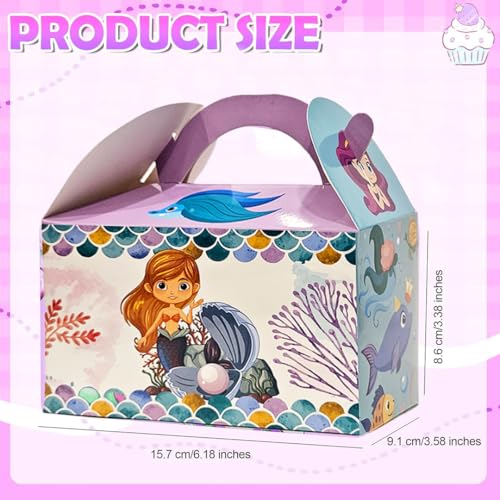 Image of WP WANNA PARTY 10 Pack Mermaid Party Favor Treat Boxes - Mermaid Paper Gift Boxes Small Candy Snack Goodie Bags for Kids Summer Party Purple Blue Gift Wrapping Box for Birthday Holiday Baby Shower