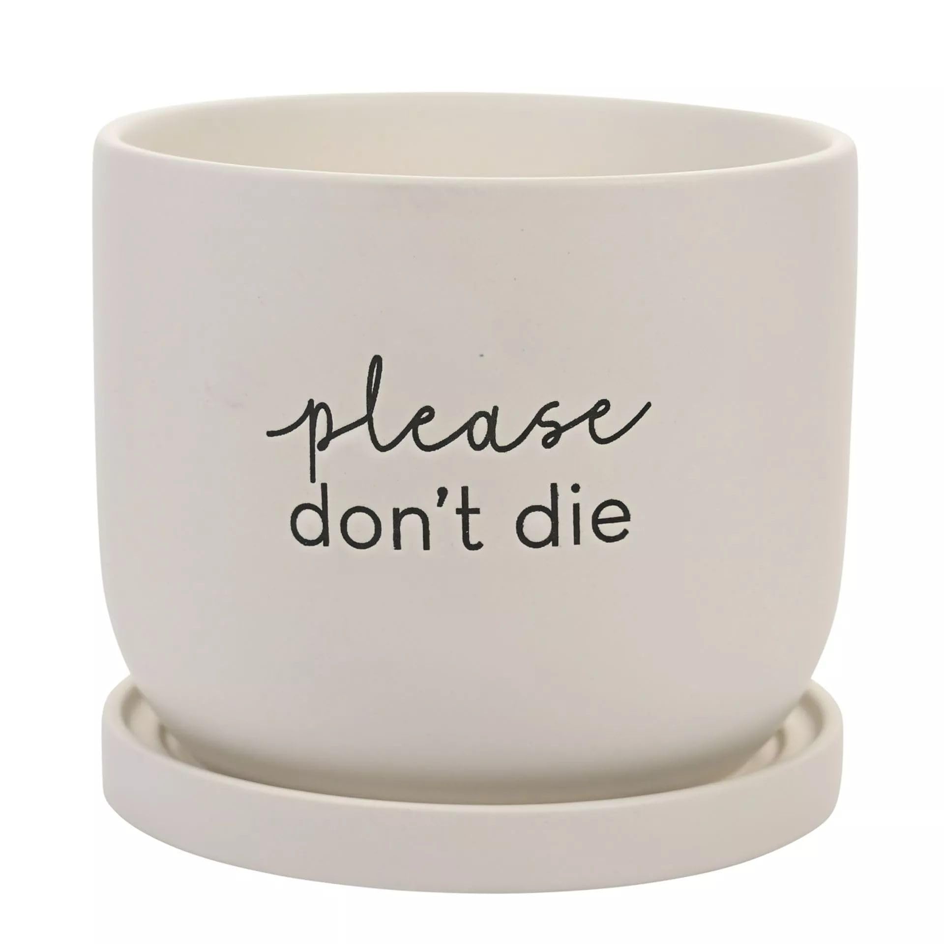 Widdop And Co White Widdop Pristine Large Ceramic Plant Pot With Saucer Please Don't Die Planter Unique Funny Gift