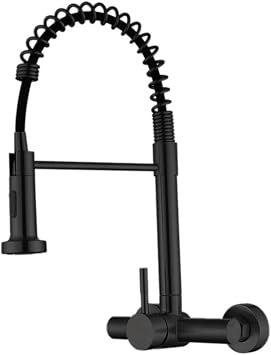 Kitchen Sink Mixer Faucet Wall Mounted Dual Mode Hot and Cold Water Stainless Steel Kitchen Faucets Mixer-Black