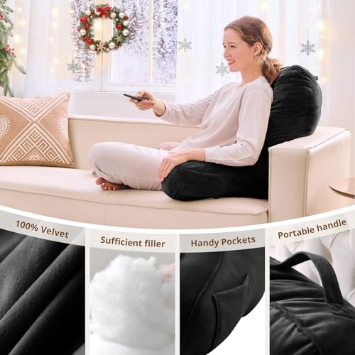 Image of Sasttie Reading Pillow for Bed, Back Pillow for Sitting Up, Black