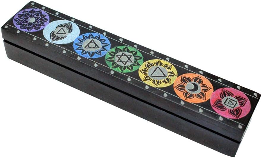 Soapstone Multicoloured Chakra Incense Box Secret Altar Decoration Home Ornament