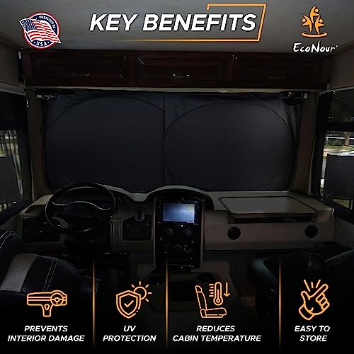 Econour Butterfly Rv Windshield Sunshade | Windshield Cover Sunshade For Uv Rays & Heat Protection, Keeps Your Interior Cool | Fits Rvs, Trucks, Motorhomes, Buses | Xxl - 102 X 51 Inches #TOP1