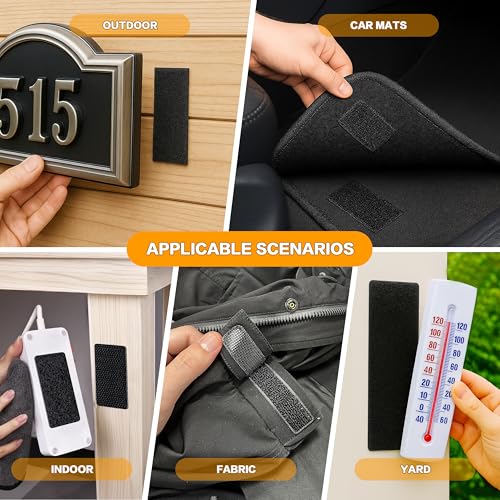 Image of KING MOUNTAIN 1x1 Inch Hook and Loop Strips, 20 Sets Nylon Self Adhesive Tape, Double Sided Strong Back Adhesive Tape and Dots for Office, Home and Crafting, Heavy Duty, Black