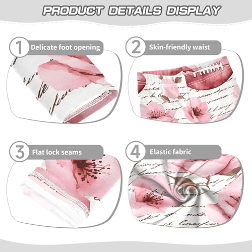 Watercolor Rugby Flower Girls Leggings Soft Stretch Workout Yoga Dance Pants for Kids Casual Tights3