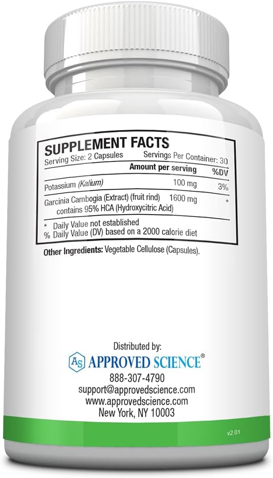 Approved Science Garcinia MD - 95% HCA - 1600mg Garcinia Cambogia Extract - 60 Vegan Capsules - Pack of 3