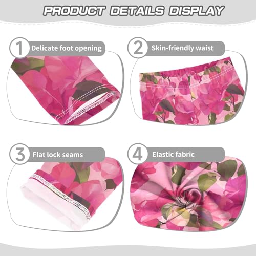 ALAZA Girls' Leggings Children's Yoga Pants Skinny Printed Dance Bougainvillea Flowers Hotpink Comfortable 4T2
