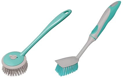 Spotzero by Milton Kitchen Cleaning Handy Sink Brush (Aqua Green,Pack of 1 Piece) andSpotzero by Milton Plastic Sink and Dish Brush (Aqua Green) Pack of 1- Sink and Dish Brush
