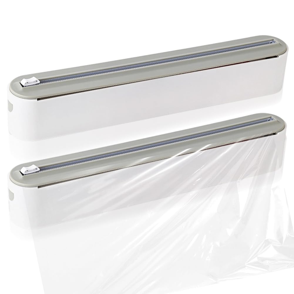2 dispenser magnetico per pellicole salvafreschezza con taglierino, dispenser e dispenser per pellicola di alluminio, dispenser di pellicola in alluminio e dispenser di pellicola fresca, per cucina