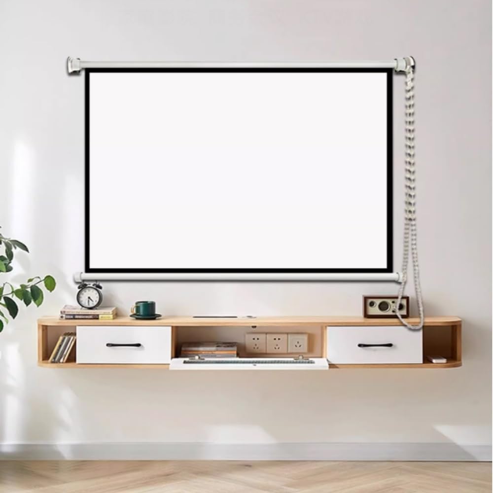 Pantalla de proyección de Techo portátil, Enrollable, de 60 y 72 Pulgadas, para Cine en casa, fácil de Transportar (60 Pulgadas (16:9))