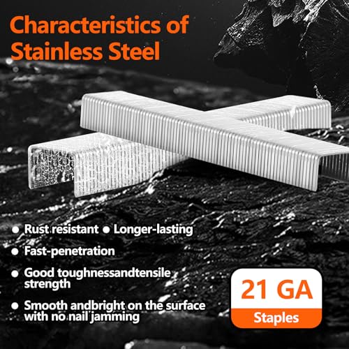 Sitldy SD0516 1/2 Inch Crown 21 Gauge Stainless Steel 304 Staples 1940-Count 3 Sizes thumb #2