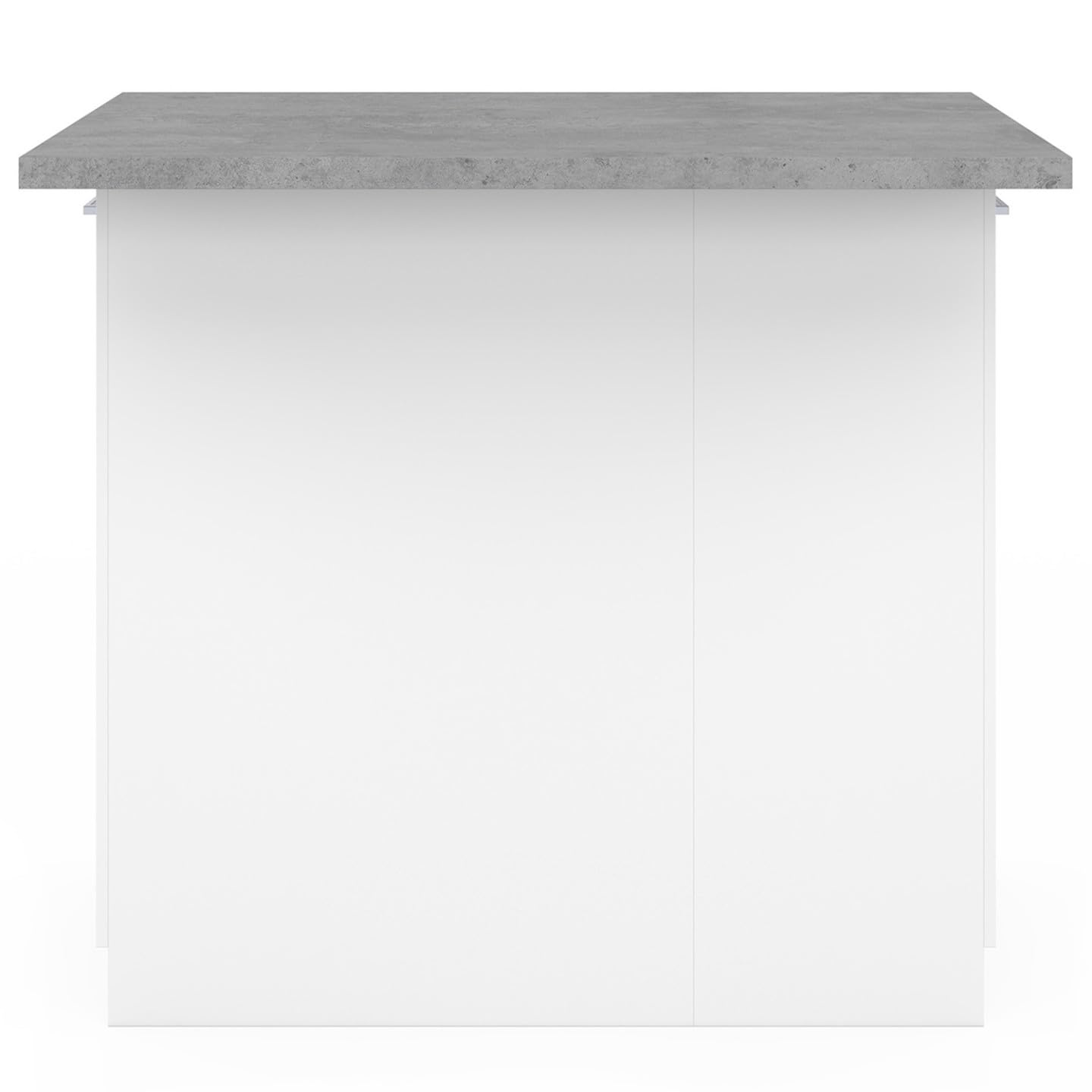 IDMarket - Ilot Central IVO 100 cm Blanc avec Plan de Travail Effet béton