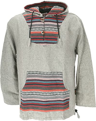 GURU SHOP Goa - Camiseta con capucha, sudadera con capucha, para hombre, algodón, sudaderas y sudaderas, gris/multicolor, XL