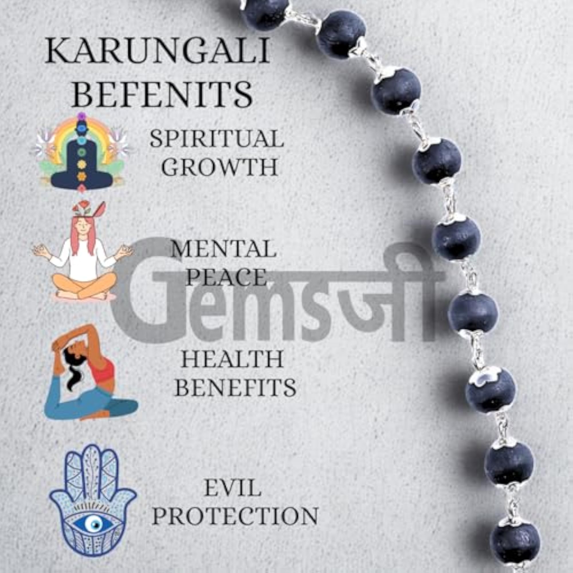 Original Karungali Malai Ebony Beads Mala with Certification