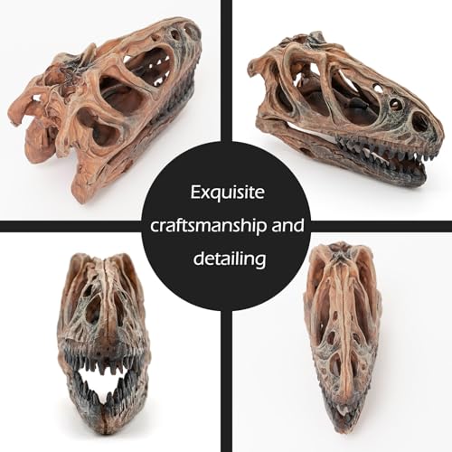 Image of Fish Hideout Aquarium Decor Decorations Dinosaur Skull Fish Tank Decor Cave Dinosaur Skull Betta Animal Halloween Large Tarantula Reptile Bones Snake for Terrarium Ornament