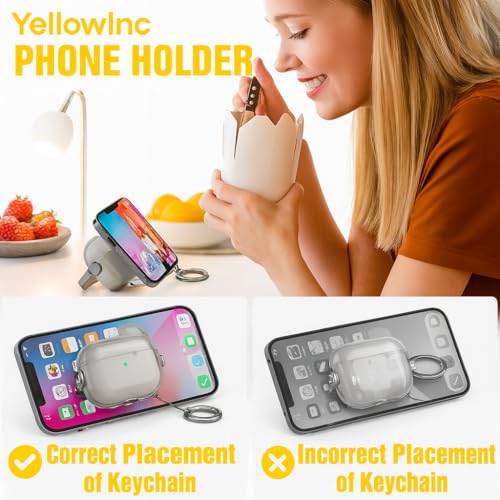 Image of Hybrid Clear Case Cover for Apple Airpods Pro 3 (2025), Anti-Yellowing, Safety Lock, Phone Stand (Transparent White with Lock)