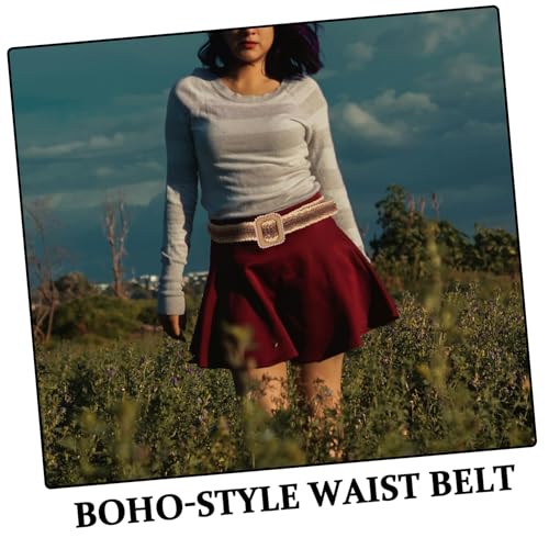 FRCOLOR Boho Woven Raffia Belt for Women Adjustable Lightweight Waistband Vintage Fashion Accessory for Spring and Summer Dresses for Vacation Outfits3