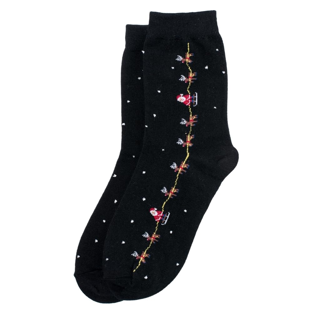 JOE COOL Unisex Cotton & Spandex Novelty Socks Night Before Christmas Black