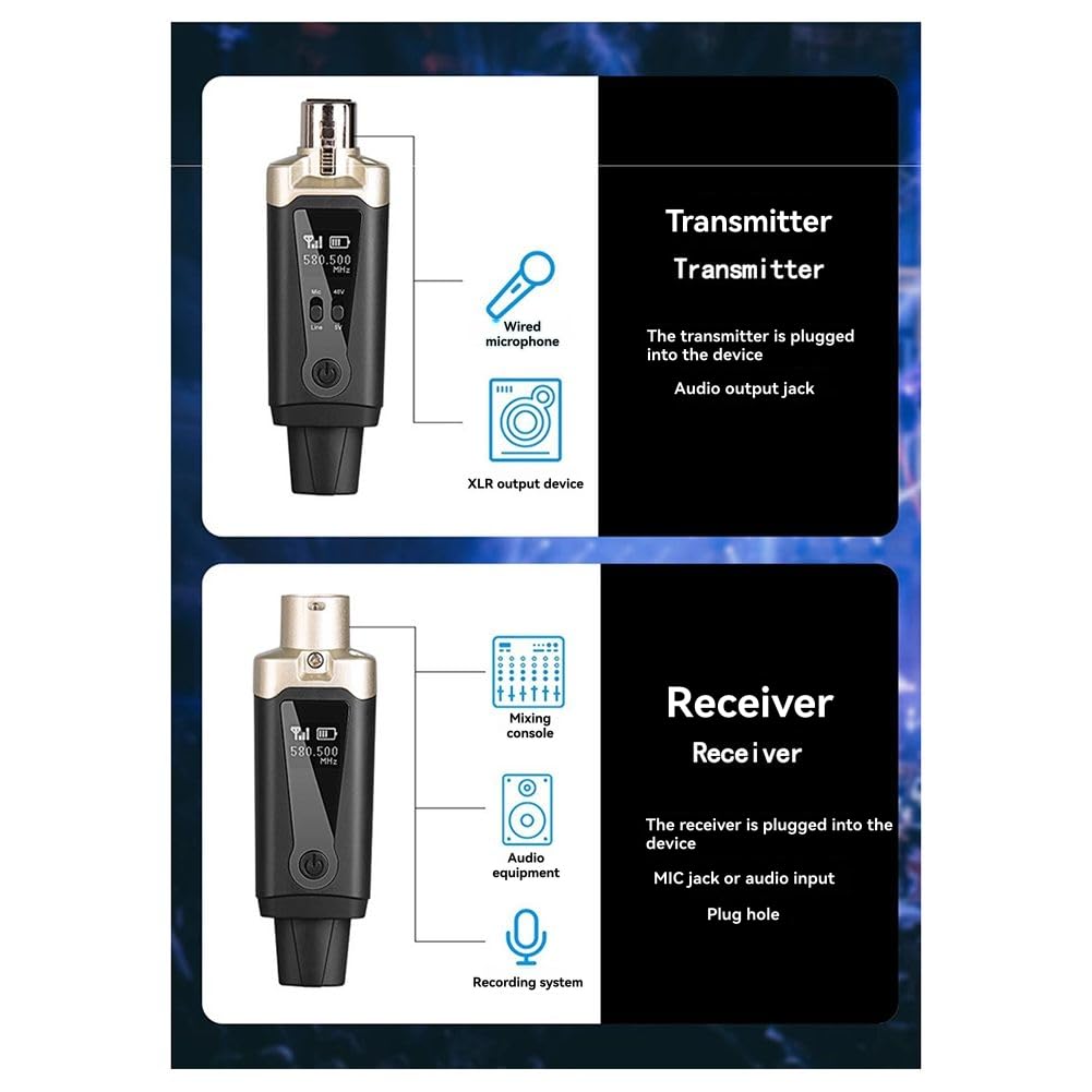Adattatore Convertitore Mic XLR Microfono Wireless UHF Trasmettitore Ricevitore per Microfono Dinamico A Condensatore