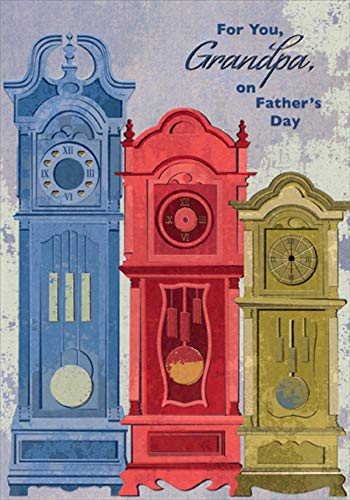 Designer Greetings Blue, Red and Olive Grandfather Clocks Father'...