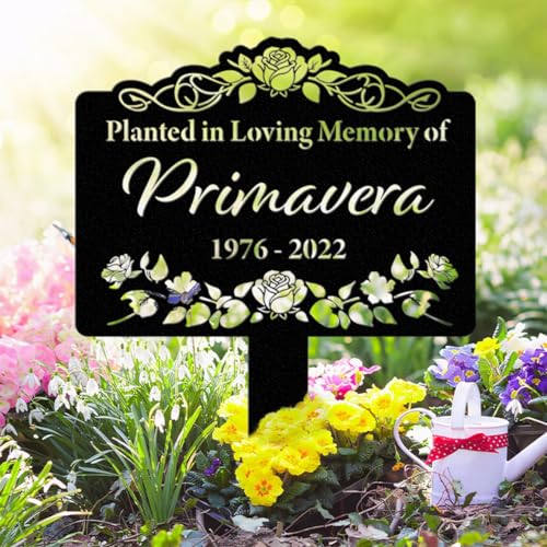 Custom Memorial Tree Sign with Stake, Metal Name Plate, Personalized Garden Sign, In Loving Memory of Loved Ones Grave Marker, Tree Plaque Marker, Memorial Plaques for Outdoors, Remembrance Plaque