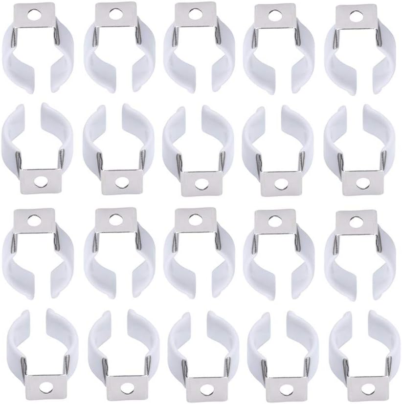 FALANFA T8 LED Light Bulbs U Clips Holder Fluorescent Tube Lamp Bracket Stainless Steel Lampholder Support (Pack of 20)