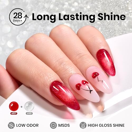 Image of Beetles Silver Cat Eye Gel Nail Polish - 15ML Glitter Gel Polish with Magnet Soak Off UV Velvet Nail Polish Salon DIY Manicure Gift for Women