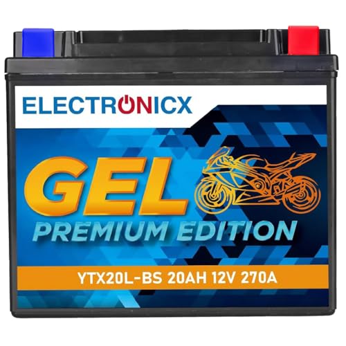 Electronicx GEL YTX20L-BS Batteria Moto 12V 20Ah 270A – Starter compatto, sigillato e senza manutenzione – Resistente alle vibrazioni, pronta all’uso – per moto, scooter, quad, ATV e motoslitte