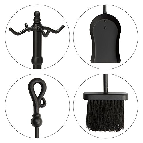 UniFlame, F-1056, 5-Piece Black Wrought Iron Fireplace Tools Set - Thumbnail 6