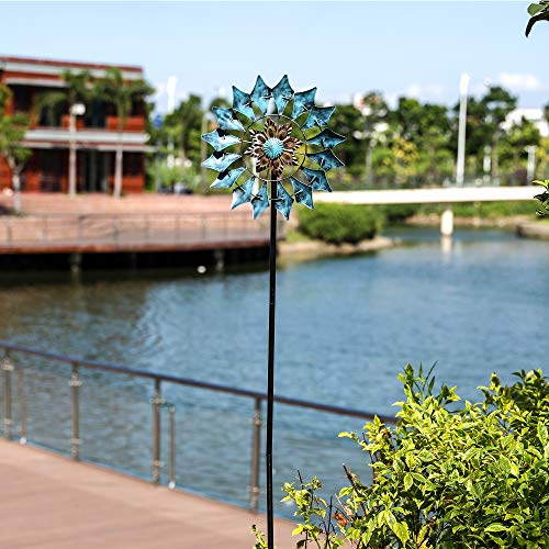 Wind Spinner Emerald 61In Single Blade Easy Spinning Kinetic Wind Spinner For Outside – Vertical Metal Sculpture Stake Construction For Outdoor Yard Lawn & Garden #TOP2