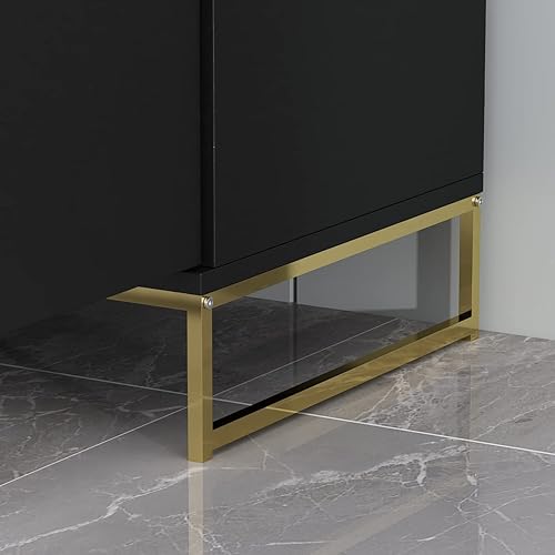 Miniatura 6 de AIEGLE Aparador de bufé con 3 cajones y 2 puertas, gabinete de almacenamiento de bufé de cocina, armario de entrada con patas de metal dorado,