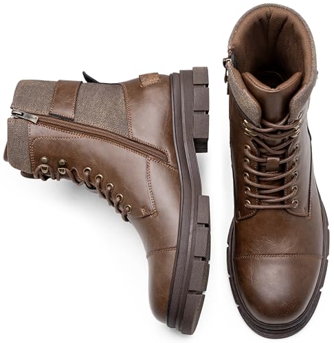 Jousen Mens Combat Boots Casual Dress Motorcycle Boots 8416 Brown 11 by Jousen - Image 8