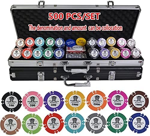 Żetony do pokera 100-500 szt./zestaw 15,5 g Zestawy żetonów do pokera AOM Gliniane żetony do kasyna Texas Hold'em Zestawy do pokera z metalowym pudełkiem Obrus ​​Przycisk Zestaw żetonów do p