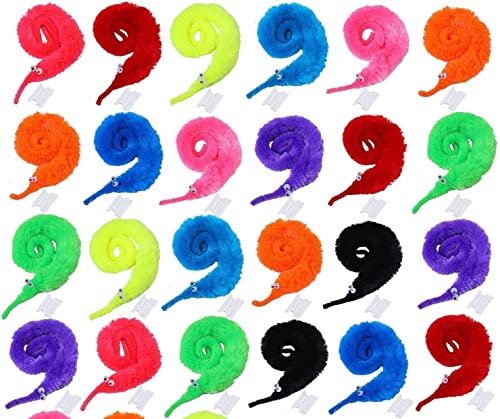 PIQIUQIU 24 Piezas Juguete de Gusano Mágico Wiggly,Aplicar a Favores de Fiesta de Carnaval, Juguetes para Niños y Gatos Color al Azar