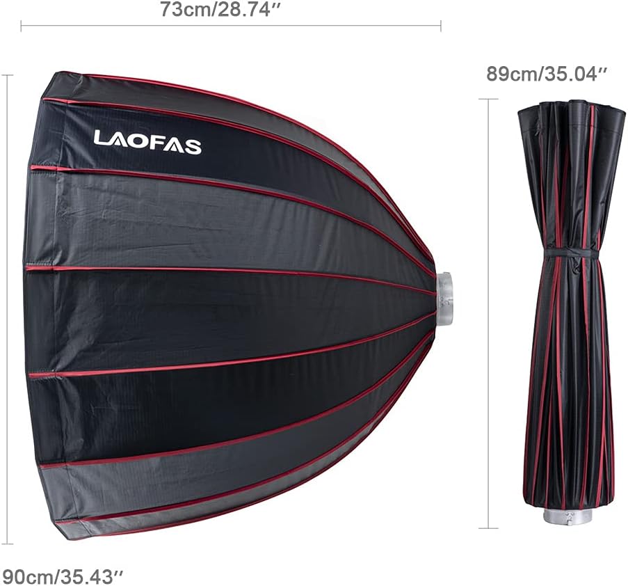 Buу 2 gеt 3 LAOFAS U90 Deep Parabolic Umbrella Style Softbox 90cm 35.4Inch, 16 Rods Quick Folding Quick Setup with Bowens Mount, for Aputure Amaran 100D 100X 200D 200X Godox SL-60W AD300PRO AD400PRO AD600BM