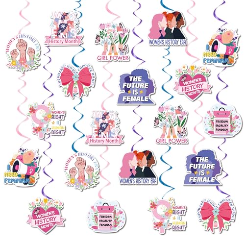 Womens History Month Party Decorations - 30PCS Womens History Month Hanging Swirls Womens History Month Party Supplies Girls Power Feminism Themed Decor for School Classroom