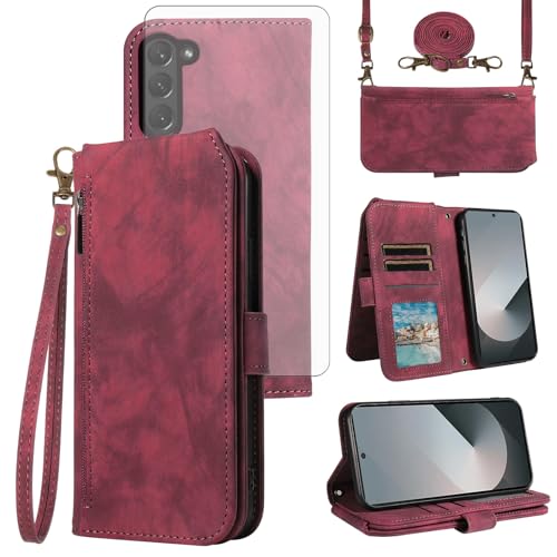 Accessoires Samsung Z Fold 6 5G étui portefeuille rouge fermeture éclair z6