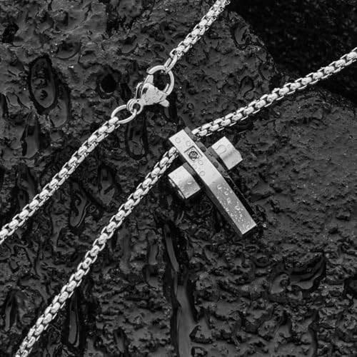 Cross Necklace for Men, Stainless Steel Christian Cross Pendant Necklaces for Men, Silver Chain Necklace for Men, Fade-Resistant, Stylish Jewelry Gift for Him