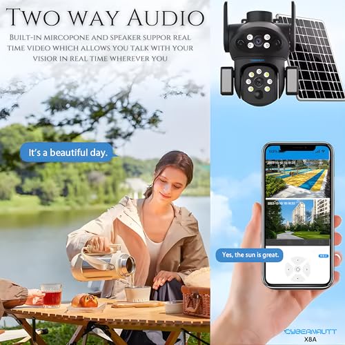 Image of XUGA Cybernautt X8A 4G LTE DUAL Solar Security Camera, No WiFi Needed, Dual Lens 8MP Outdoor Wireless, AI Humanoid Detection, Full Color Night Vision, Two-Way Talk, 8000mAh Battery, 8W Solar, TF 128GB