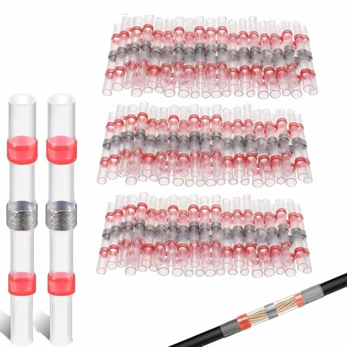 Lot de 150 connecteurs à souder avec gaine thermorétractable (AWG 22-18,0,5-1,5 mm²), connecteurs de câbles étanches, connecteurs à sertir isolés pour...
