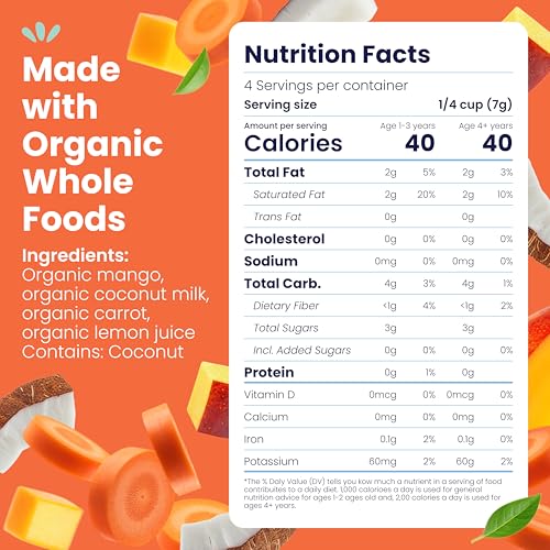 Image of Amara Smoothie Melts - Mango Carrot - Organic Baby Snacks w / Fruits & Veggies - Plant Based Yogurt Melts - Healthy Toddler Snack - Activity Book Included - Enjoy From 10+ Mos - 6 Resealable Bags