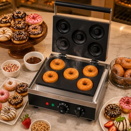 Image of Donut Waffle Machine, Commercial Electric Waffle Maker Machine, Professional Donut Waffle Baker for Cafe Bakery Restaurant