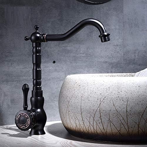 Robinet de lavabo mitigeur en laiton noir à arc haut pivotant SLT113LSG-BL