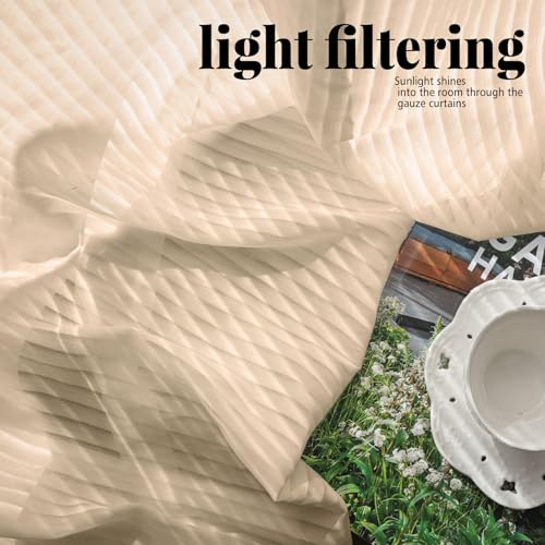 Image of Brown Sheer Curtains 84 inches Long - Home Decoration Grommet Airy & Lightweight Elegant Window Treatments with Light Filtering for Bedroom /Living Room (2 Panels, W42 x L84)