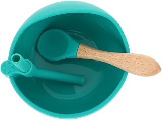 Toyvian 1 Conjunto De Talheres De Suplemento Alimentar Tigela De Alimentação Do Bebê Placa De Treinamento De Silicone Tigela De Comida Suplementar Tigela De Sucção Do Bebê Tigela De