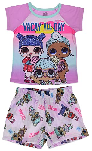 L.O.L. Surprise! Girls 2 Piece Pajama Set, Short Sleeve Shirt and Shorts Set, 100% Polyester
