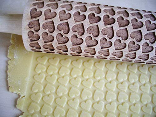 Rolling Pin Big Hearts Laser Engraved For Embossed Cookies Valentine's Day Gift #TOP1